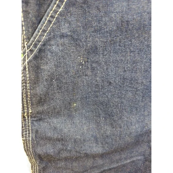 VTG Pointer Brand Low Back Bib Denim Overalls Dark 32x28.5 Made In USA Workwear - Picture 3 of 6